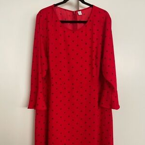 Bell Sleeve Red Polka Dot Dress
